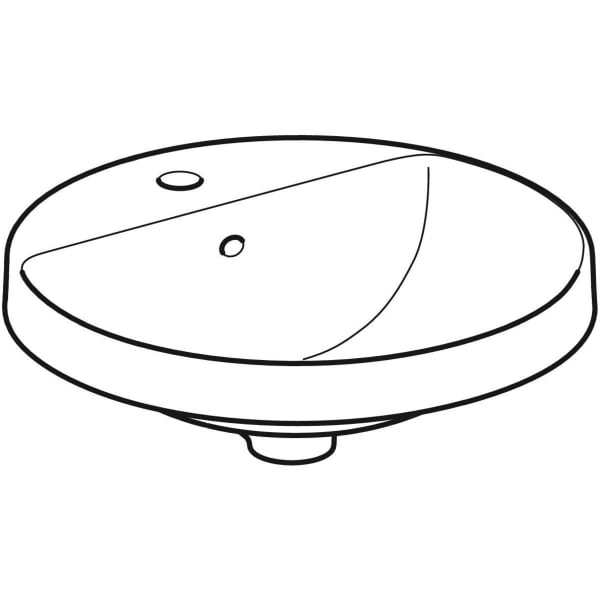 Geberit VariForm Einbauwaschtisch, rund m.HLB, d:48cm, m.Ül., gl, weiß, KeraTect