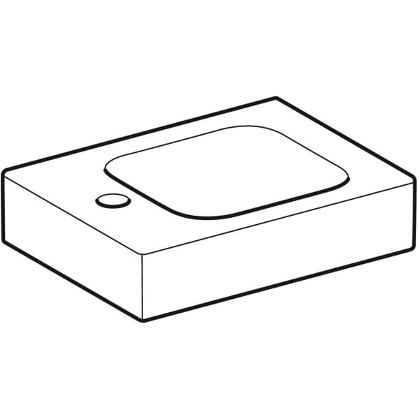 Geberit iCon Handwaschbecken, 38x28cm Hahnloch links, o. Ül., weiß, KeraTect