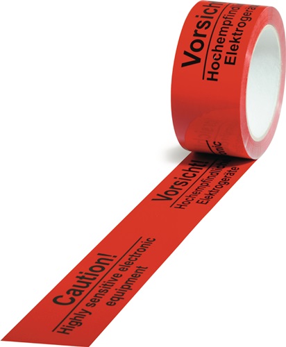 Warnklebeband PP Empfindliche Elektrogeräte L.66 m,B.50mm rot Warnklebeband PP Empfindliche Elektrogeräte L.66 m,B.50mm rot