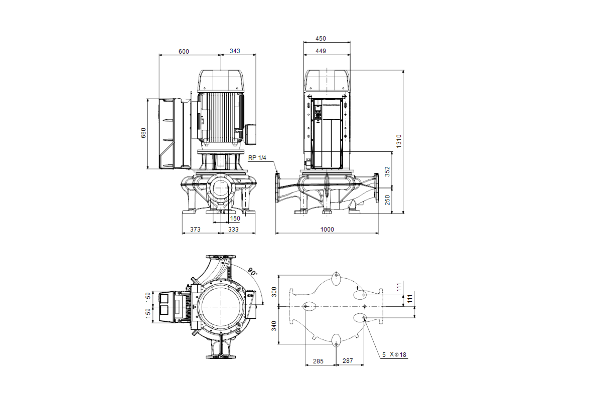 GRUNDFOS Trockenläuferpumpe TPE 150450/4 SC-A-F-A-BQQE-TW3