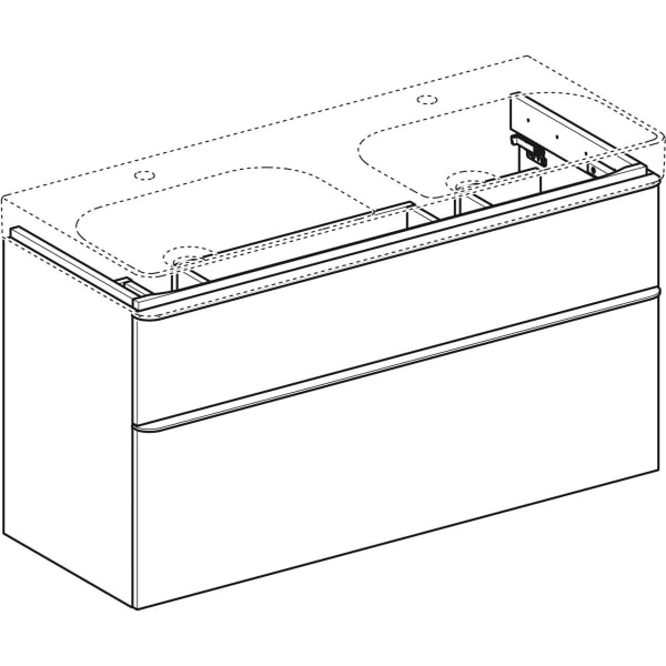 Geberit Smyle Unterschrank für DWT, eckig m. 2 Schubl., 118,4x61,7x47cm, sand-grau