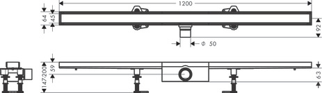Hansgrohe Komplettset RainDrain Compact 1200mm befliesb.Standardinstallation BST
