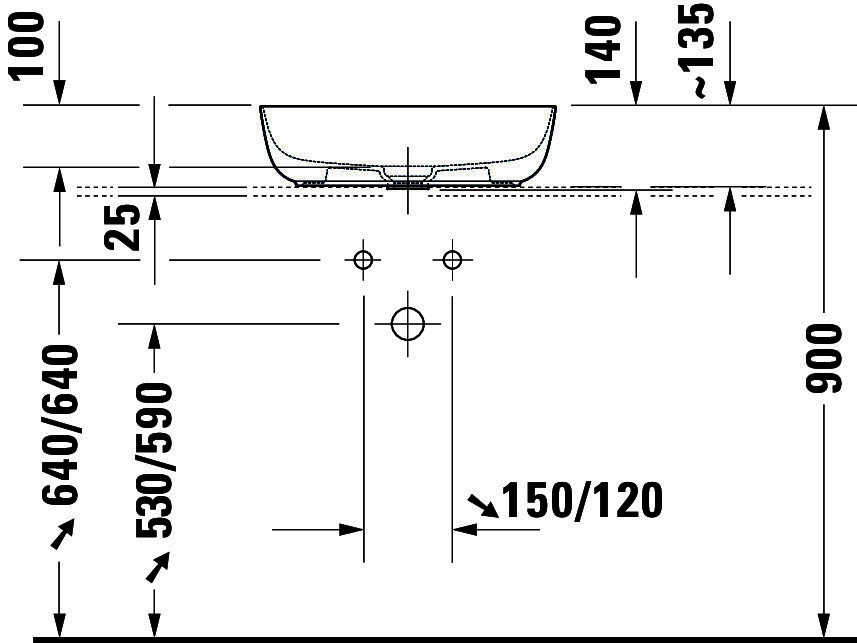 DU Aufsatzbecken Luv 500x350mm geschl.,o.ÜL,o.HLB,weiß/weiß sdm.