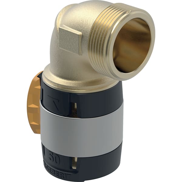 Geberit FlowFit Übergangsbogen 90Gr mit AG Rg+ 90Gr d50-R1 1/2