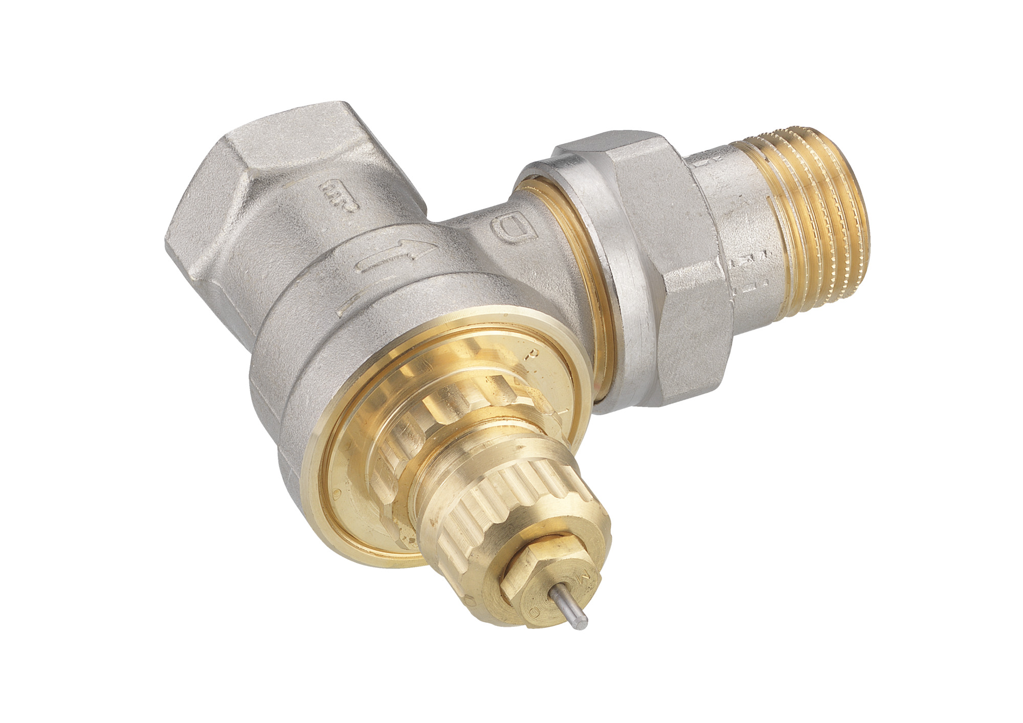 Danfoss Ventilgehäuse RA-G 15 R 1/2, Eck, matt vernickelt