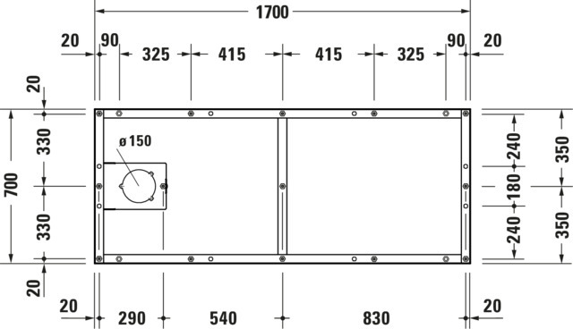 Duravit Fußgestell für Duschwanne Tempano 1700x700mm