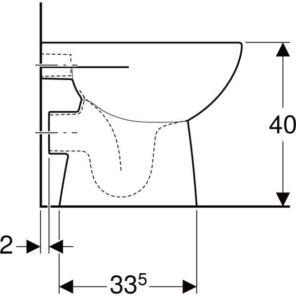 Geberit Renova Stand-WC Tiefspüler, Abg.horiz teilgeschl.Form, T:49cm, weiß