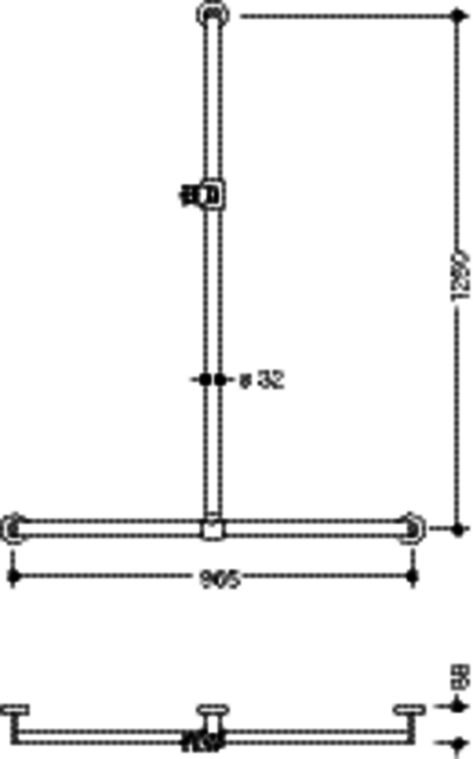 HEWI DUHA, d:32, A1:1250. W1:965, plvb, Br.H.Kst. weiß tiefmatt