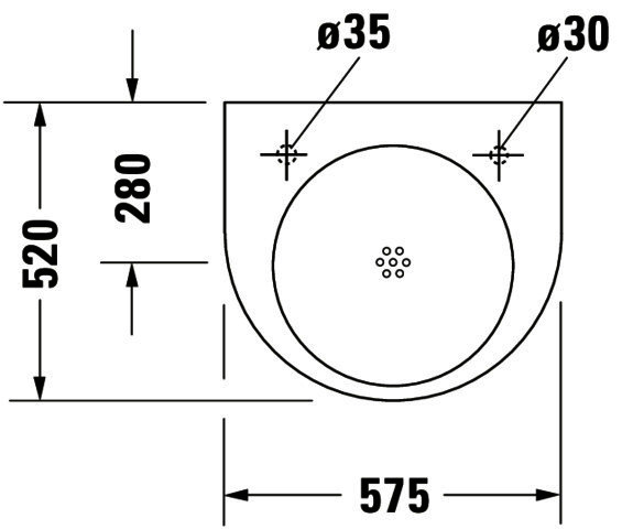 DU Waschtisch Architec Vital Med 575 mm o.ÜL, m.HLB, HL links, weiß