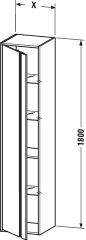 DU Hochschrank Ketho 360x500x1800mm 1 Tür, TA links, graphit matt