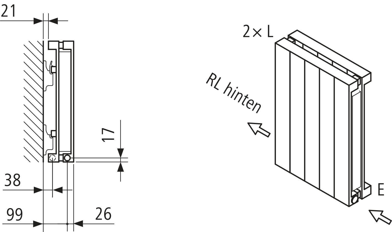 Kermi Heizwand HVN Typ20 BH3600x104x980 QN5331, RAL9016, 6 bar, ANB12