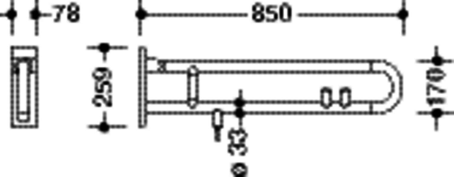 HEWI SK-Griff Ser 801 E-Ausf., FKT(rot)/WC-Spülung, L:850mm signalweiß