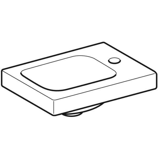 Geberit iCon Light Handwaschbecken 38x28cm m. Hahnloch re, ohne Überlauf, weiß