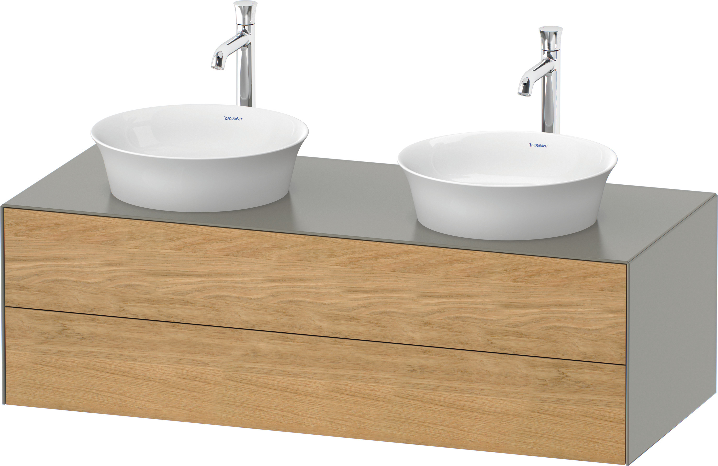 Duravit WTU White Tulip wandh,2 SchKa,beid. 408x1300x550mm,Eiche N.M/Steingrau Sdm