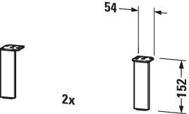 DU Sockelfuß Universal 152x44x10 2 Stück, aluminium matt