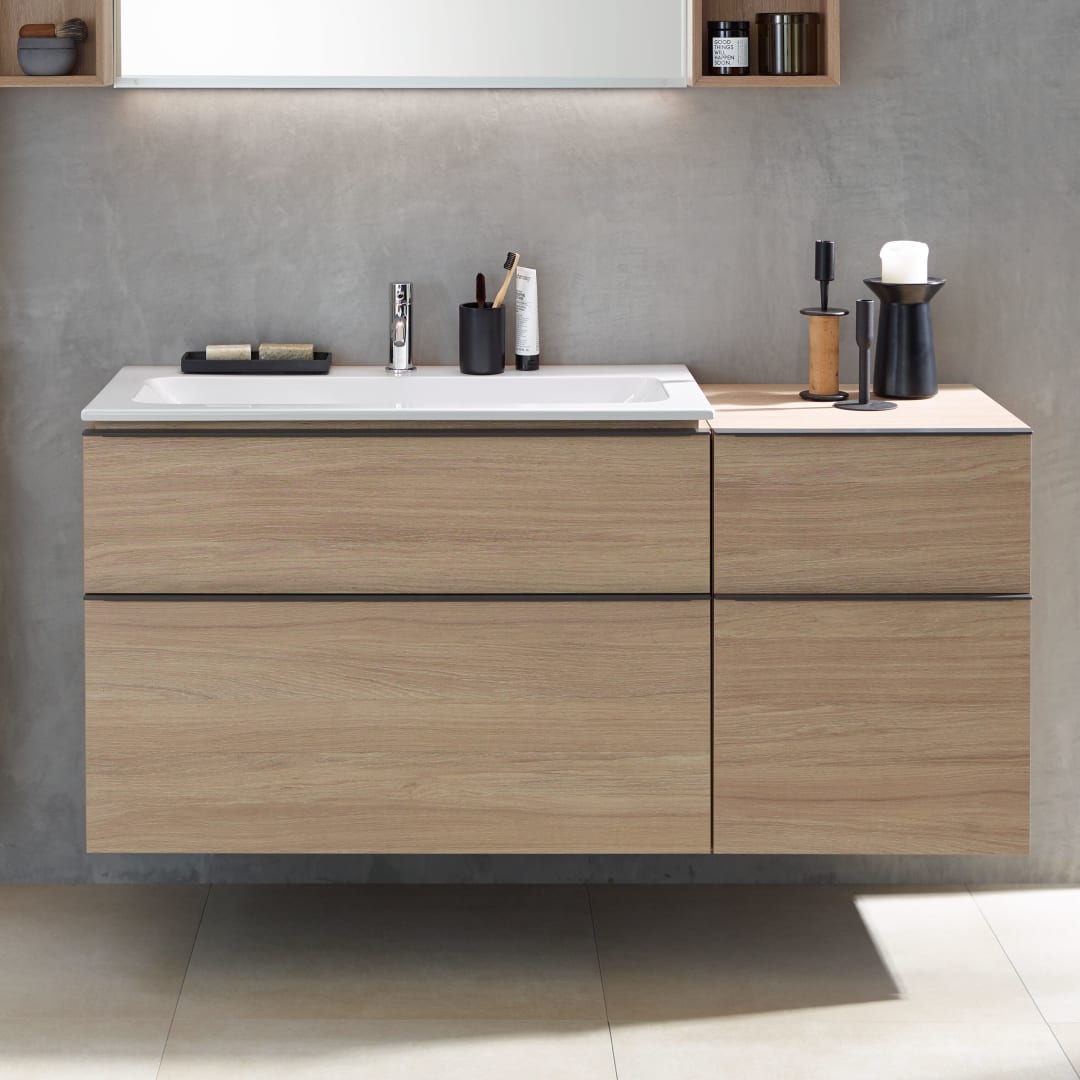 Geberit iCon Möbelwaschtisch 75x48cm mit Hahnloch, ohne Ül., weiß, KeraTect
