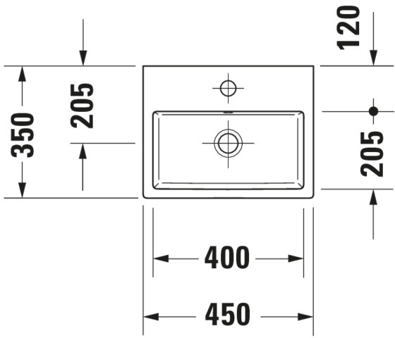 DU Handwaschbecken Vero Air 450mm m.ÜL, m.HLB, o.HL, weiß