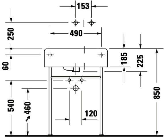 DU Design Classics Becken  Scola 615 mm m.ÜL,m.HLB,HL-Vst.,Becken re.,weiß