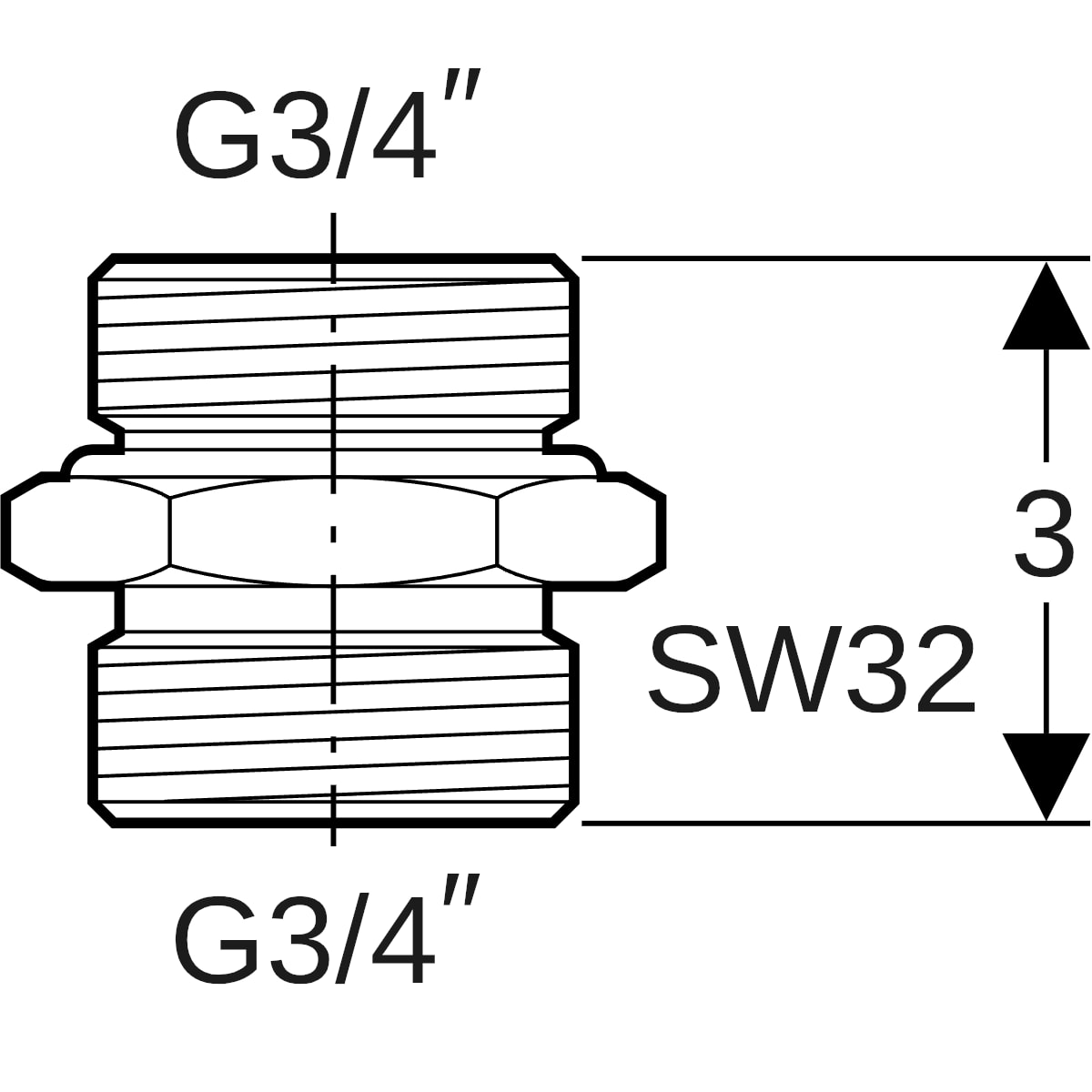 Geberit Übergang Eurokonus mit AG Ms G3/4-EuG3/4