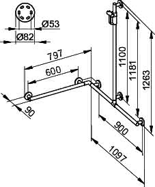 KEUCO Duschhandlauf Plan Care 34915, mit Br.Stg. r/l, sil-elox, 797/1097/1263 mm