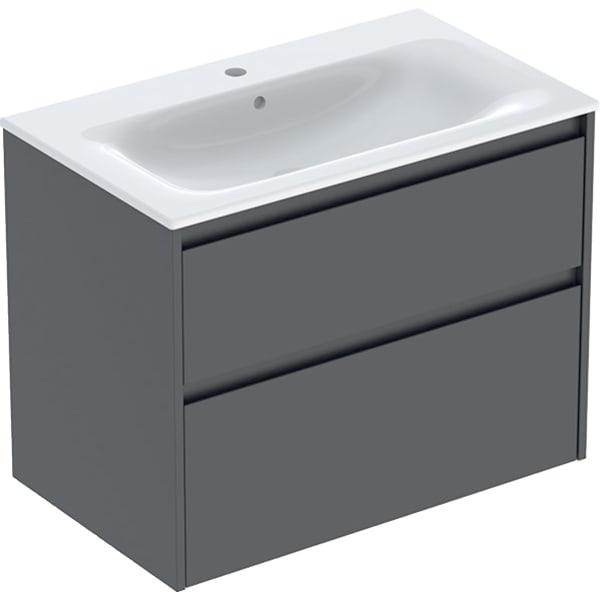 Geberit Renova Plan Set MWT mit US, 2 Schubl. 80x62,1x48cm, lava/l. seidenmatt