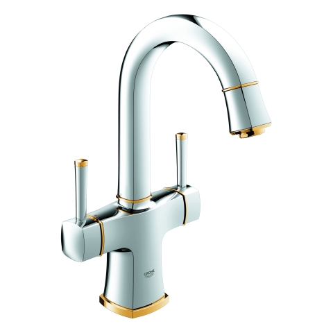 GROHE 2-Griff-WT-Batterie Grandera 21107 schwenkbarer Auslauf chrom/gold