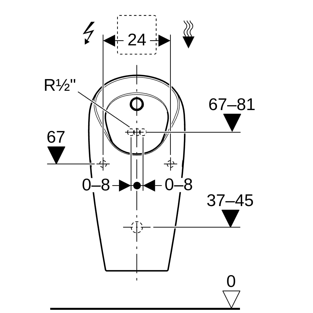 Geberit Selva Urinal, für UP-Strg. Zulauf hinten, weiß