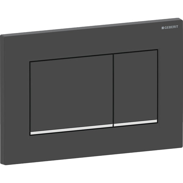 Geberit Sigma20 BetPl., eckig, 2-Mengen-Sp. schwarz matt, Etc/ chrom glänzend
