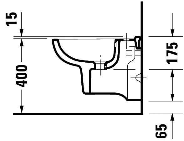DU Wand-Bidet D-Code Compact 480 mm mit ÜL, mit HLB, 1 HL, weiß