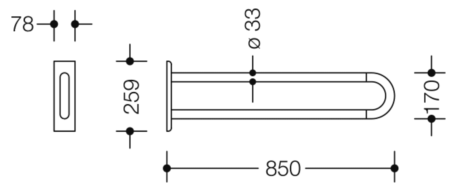 HEWI Wandstützgriff Ser 801, L:850mm, antimikrobiell signalweiß