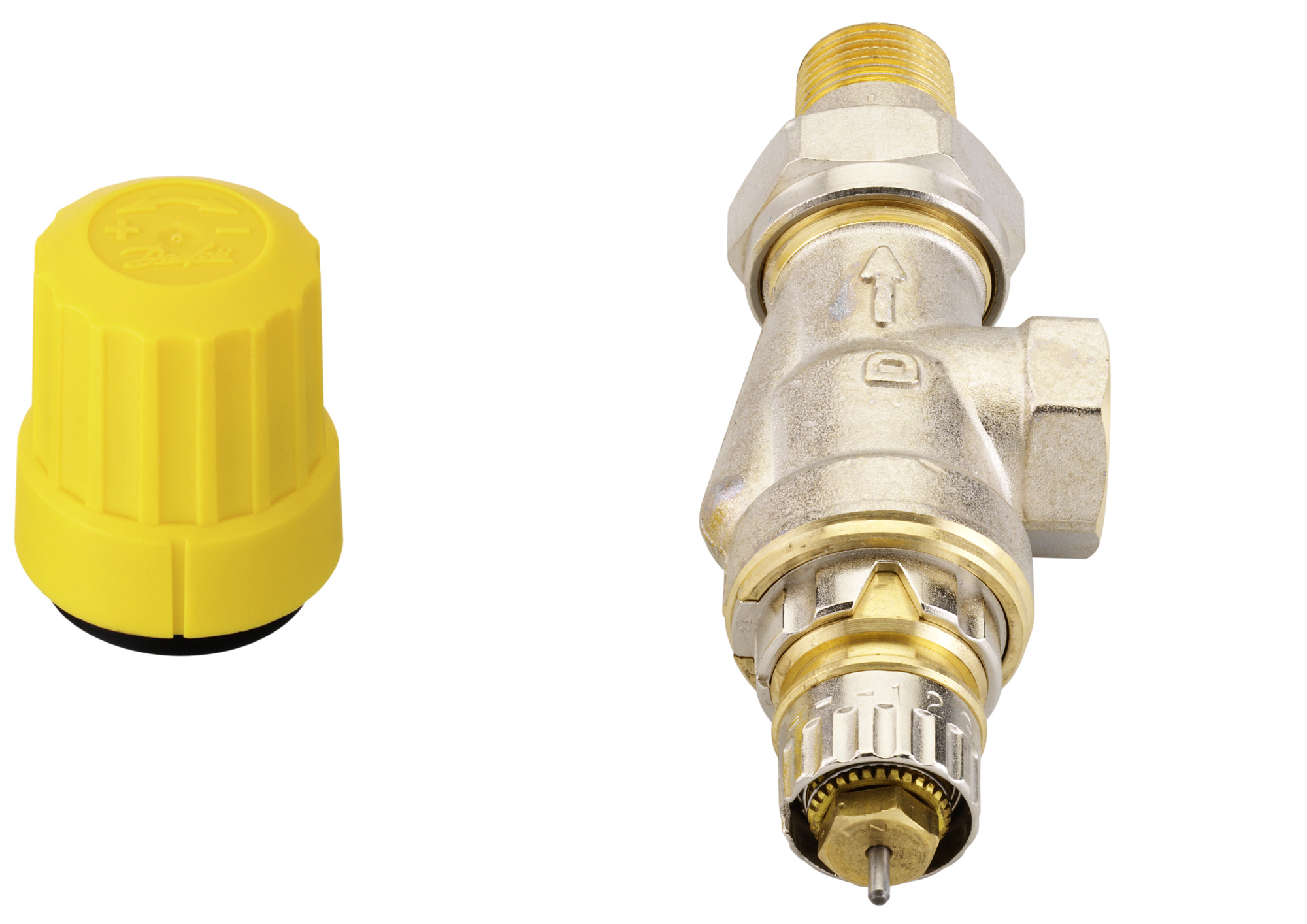 Danfoss Ventilgehäuse RA-UN 10 R 3/8, UK (Axial), matt vernickelt