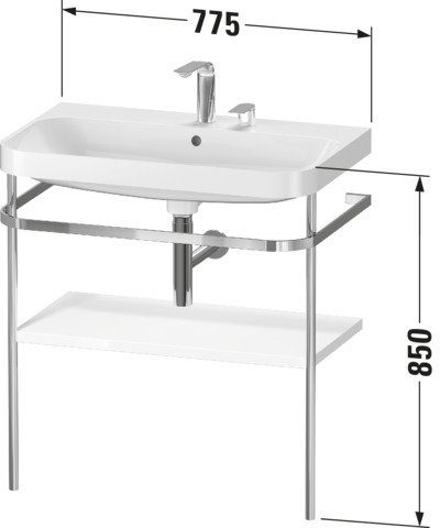Duravit Metallkonsole bodenst. m. HD.2 Plus 850x775x490mm, Weiß Hochglanz, 2 HL