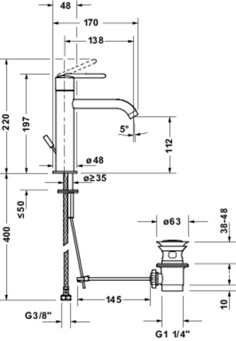 Duravit Balcoon, Einhebel-Waschtischm.M FreshStart,MinusFlow,m.Zugst.,Chrom Hg