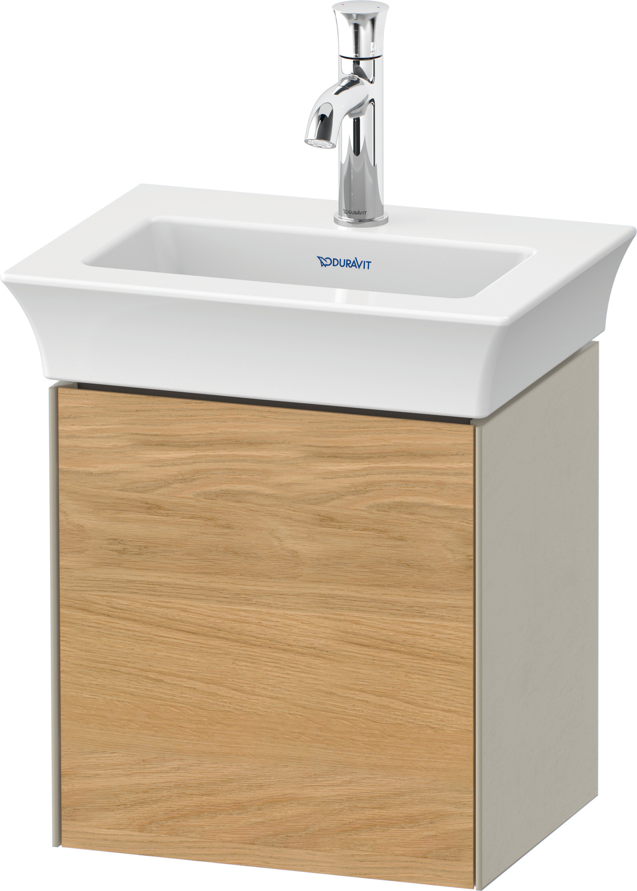 Duravit WTU White Tulip wandh.,1 Tür, TA li. 410x384x298mm,Eiche N.M./Taupe Sdm