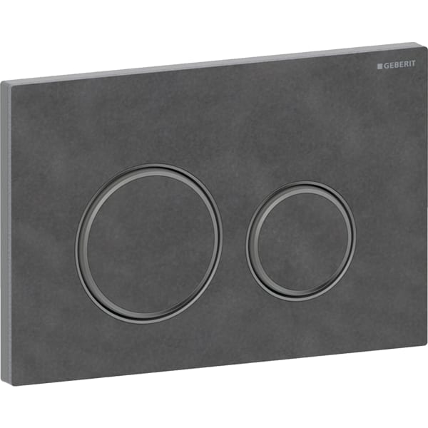 Geberit Sigma50 BetPl., rund, 2-Mengen-Sp. schwarzchrom gebü, Etc/MSchiefer/schwchr