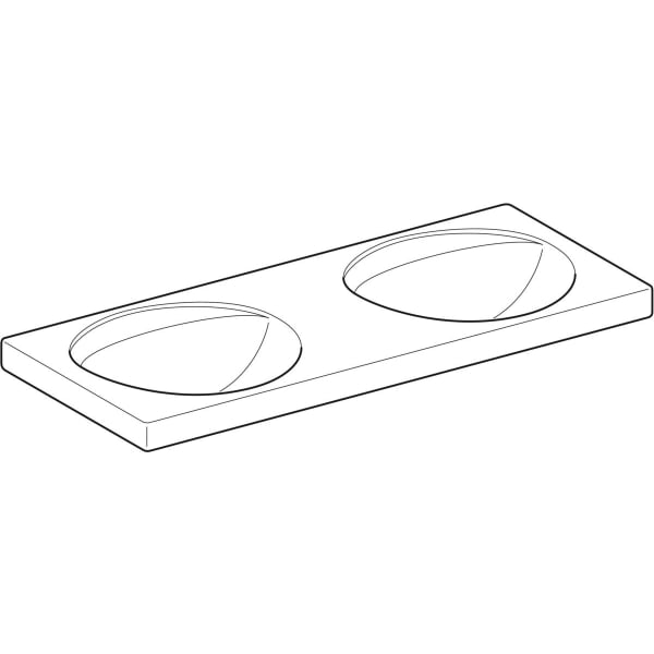 Geberit Preciosa Doppelwaschtisch, 1300x550mm ohne Hahnloch, o. Ül., weiß, KeraTect
