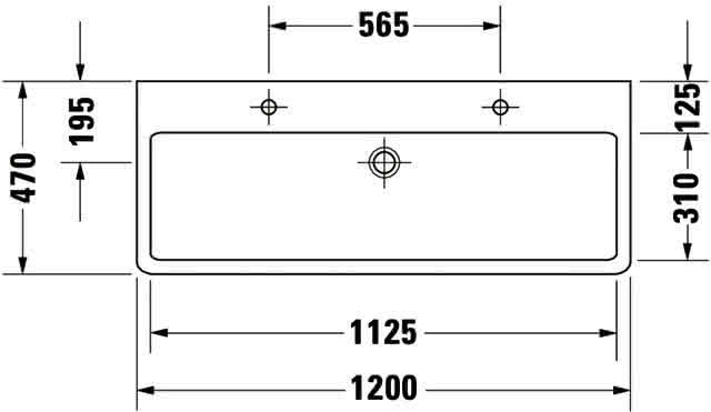 DU Waschtisch Vero 1200 mm m.ÜL,m.HLB,2 HL,1 Becken,geschl.,weiß