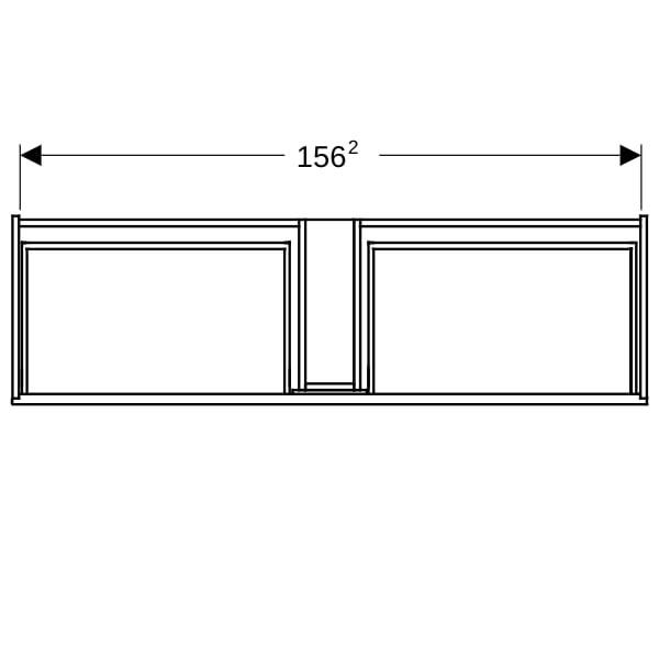 Geberit Xeno2 Unterschrank f. WT aus VARICOR mit zwei Hl., 159,5x35x47,3cm, greige