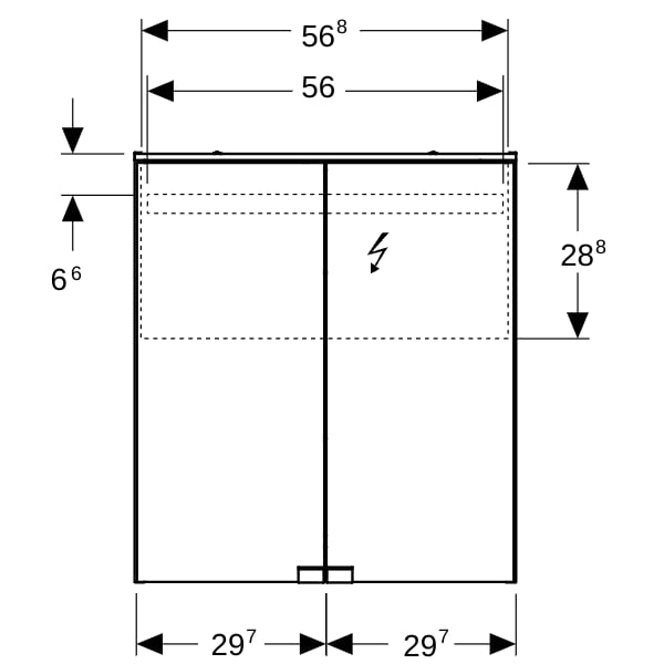 Geberit Option Basic Spiegelschrank m. Beleuchtung 2 Türen 60x67,7x18cm weiß