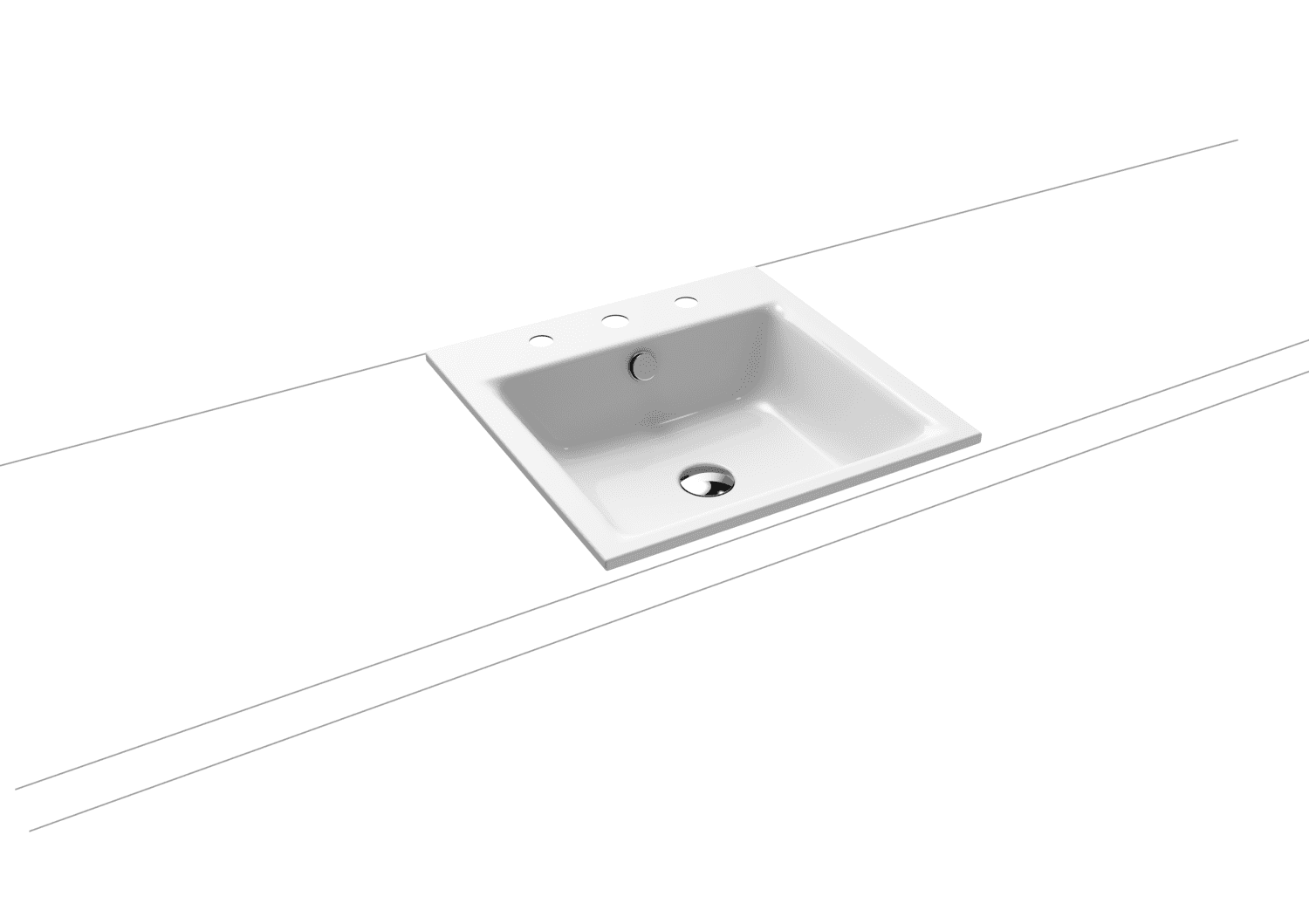 KA WB PURO EINBAUWASCHTISCH Mod.3150,460 x460mm,alpinweiß,PEFF,AD,m. 3HL,mÜL,chr