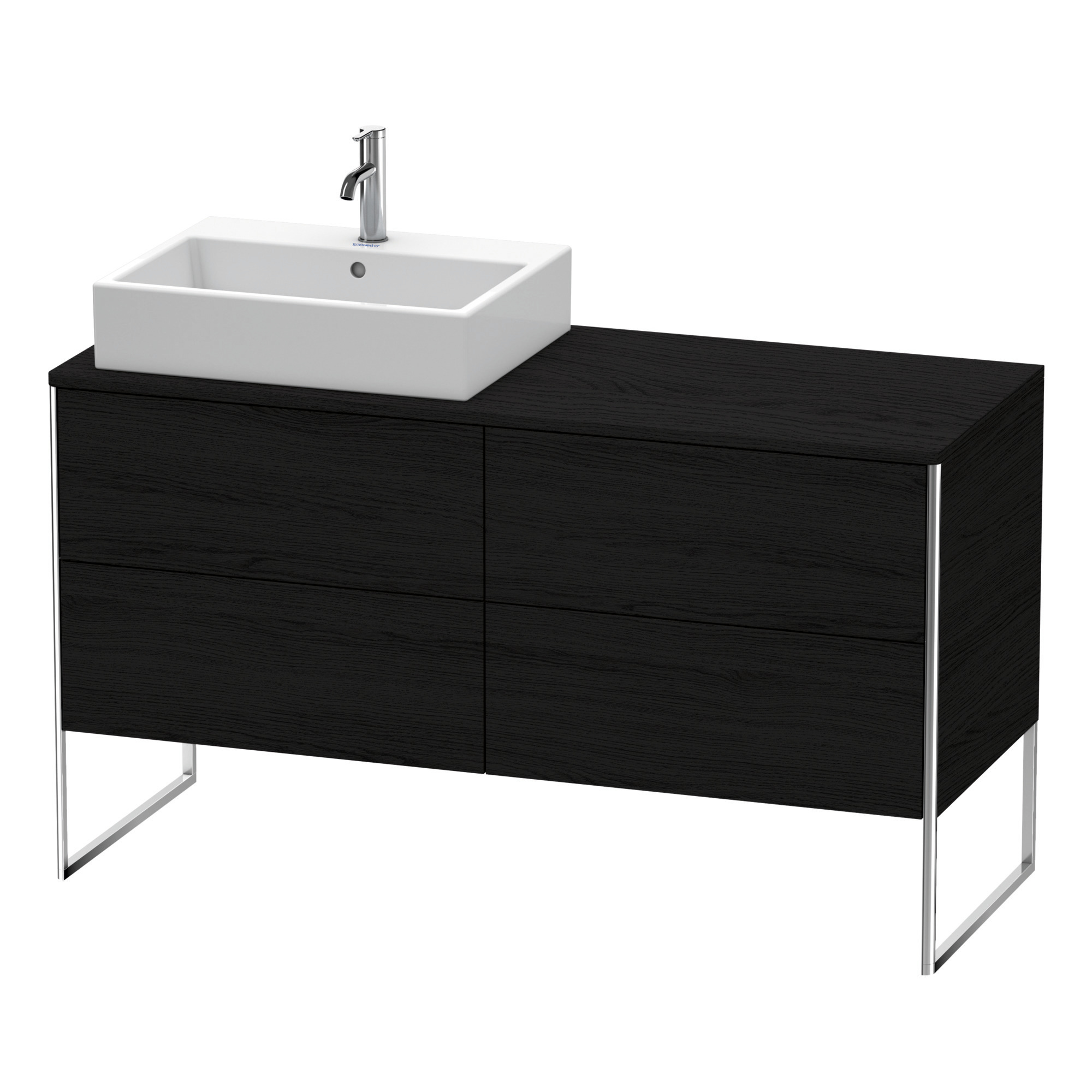 Duravit WTU XSquare 778x1400x548,bodenstehend Eiche Schwarz, 4 Schubk., Becken l.