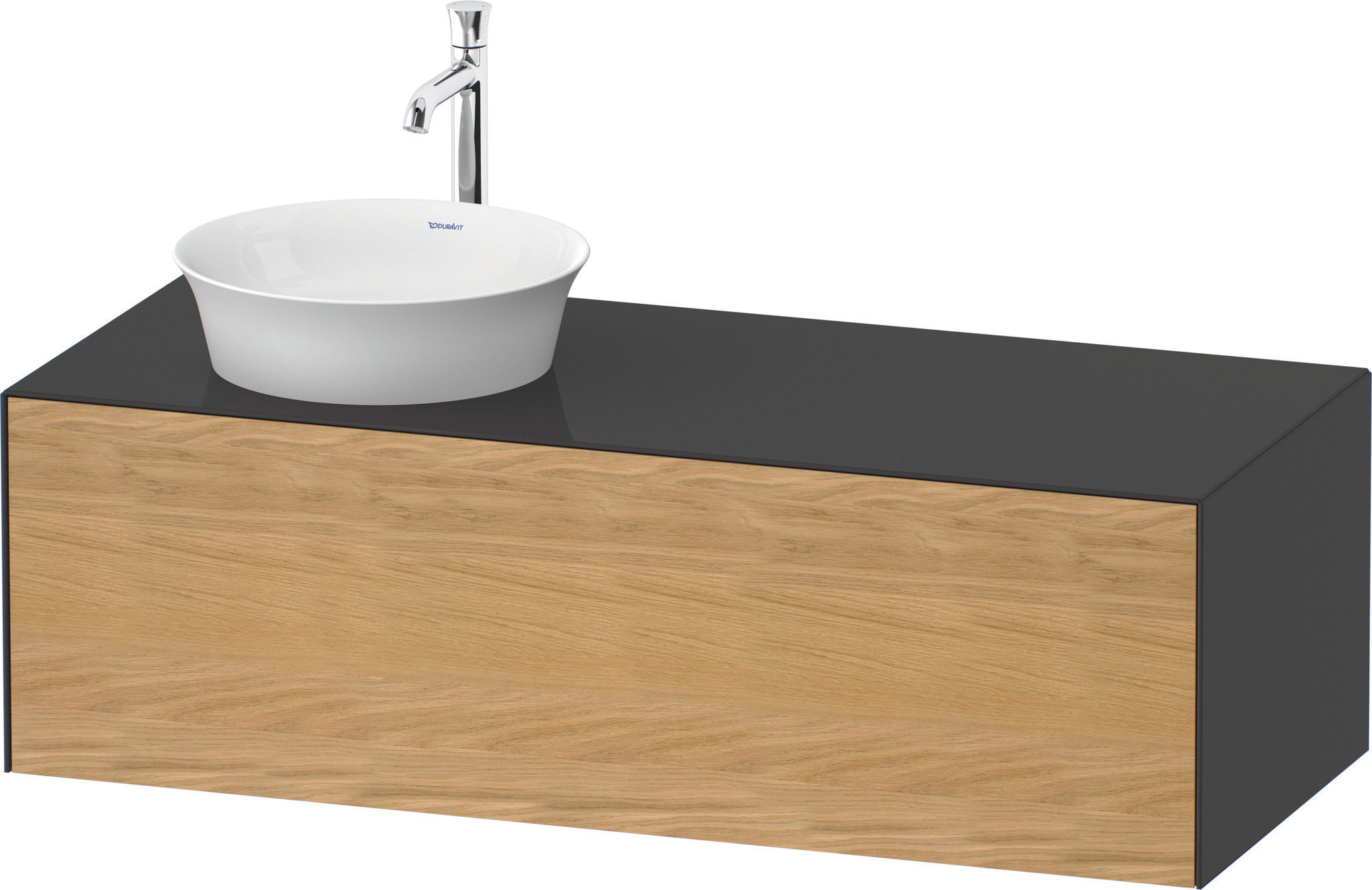 Duravit WTU White Tulip wandh,1 Auszug,B li. 408x1300x550mm,Eiche N.M/Graphit HGL
