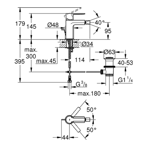 GROHE EH-Bidetbatterie Lineare 33848_1 Einlochmontage chrom