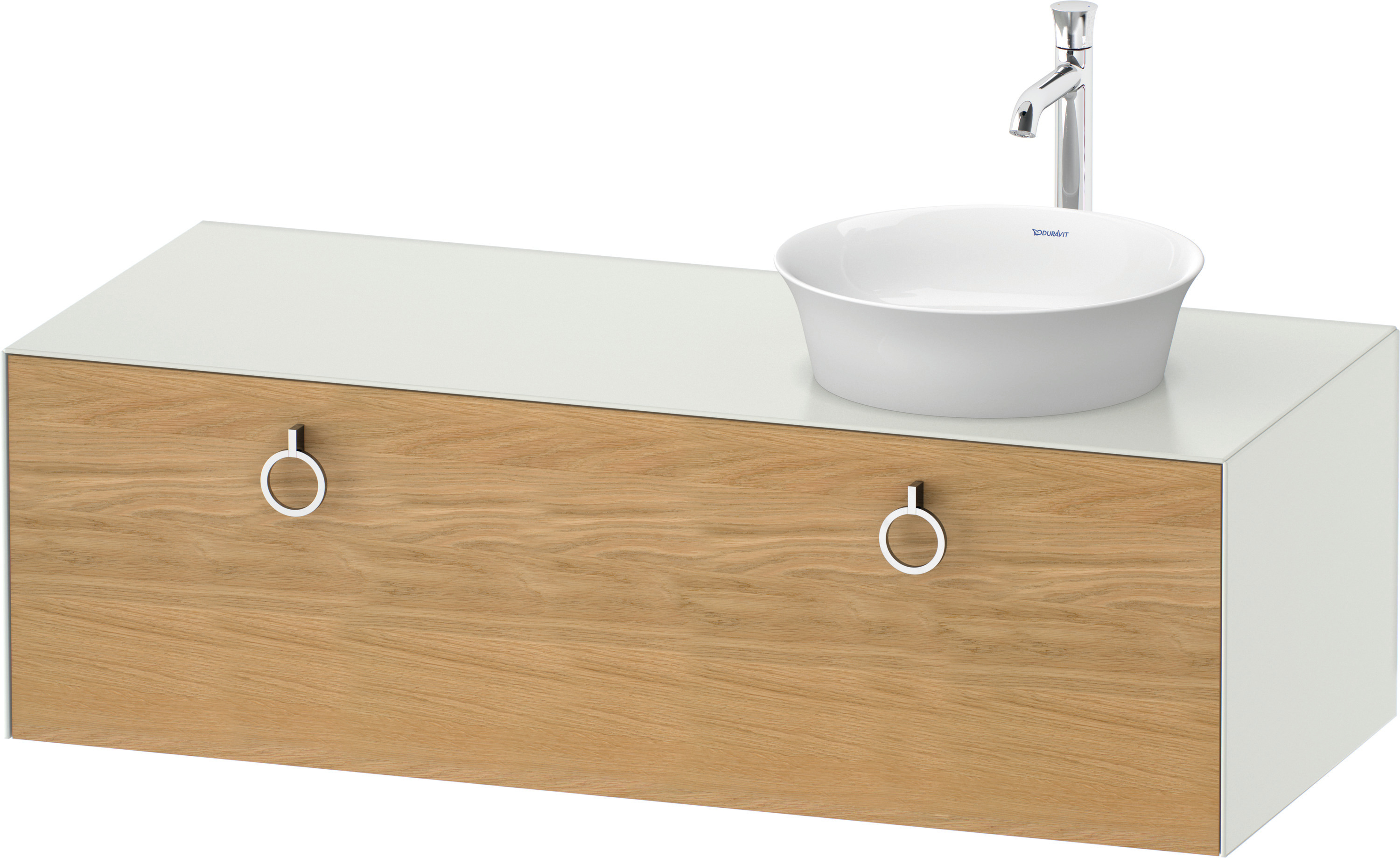 Duravit WTU wandh.White Tulip,1 Aus.,m.Griff Aus.r,408x1300x550,Eiche N.M./Weiß Sdm.
