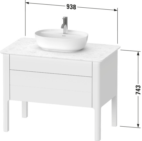 DU Luv WTU bodenstehend, 1 Schubkasten, 1 Auszug,743x938x570mm,Weiß Seidenmatt