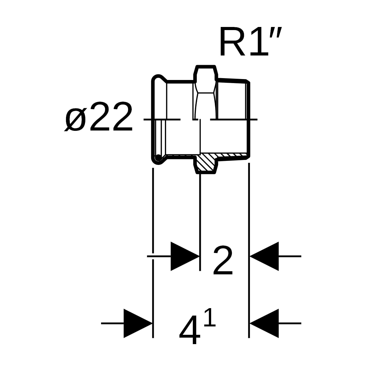 Geberit Mapress Kupfer Übergang mit AG Rg d22-R1