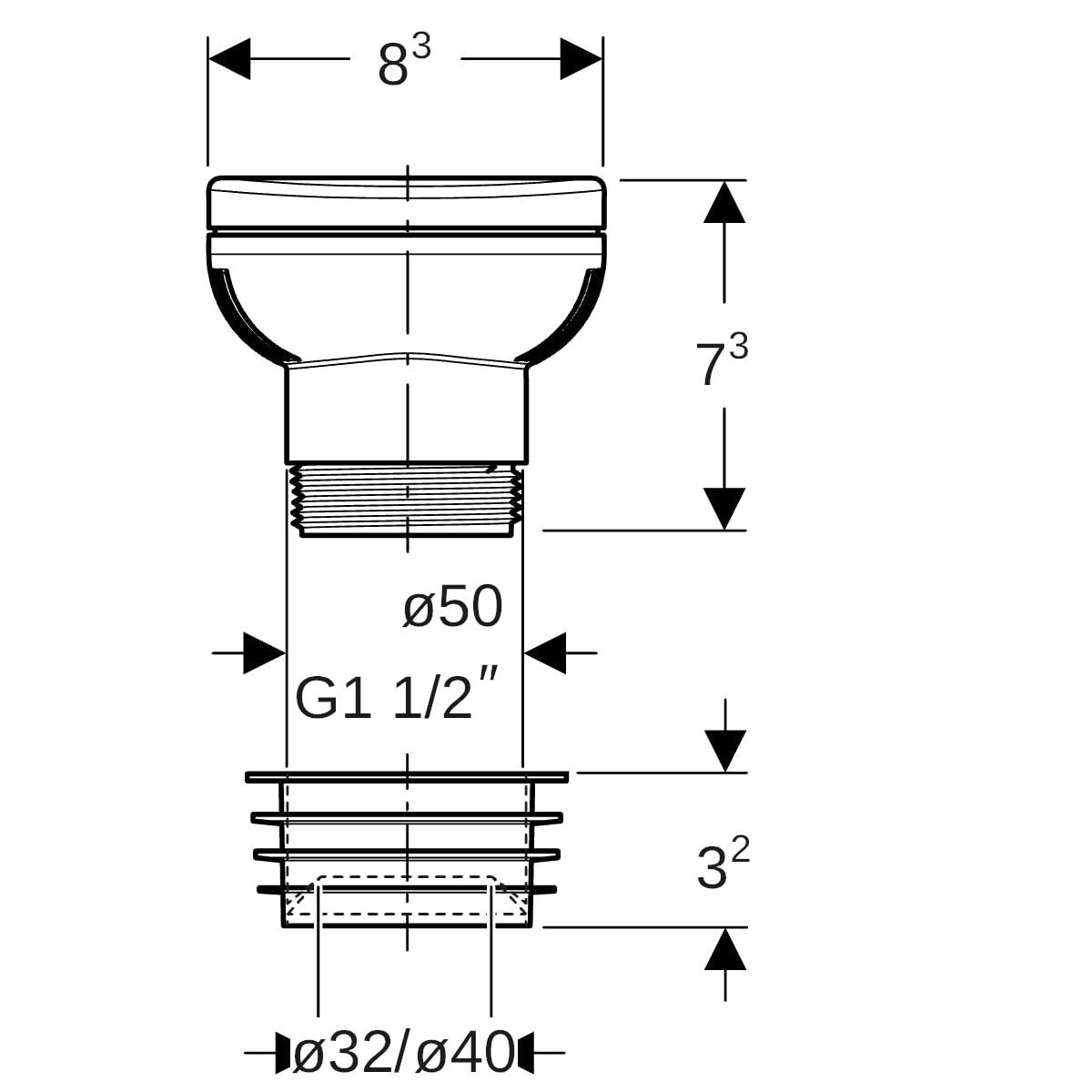 Geberit Belüftungsventil GRB50 32/63 für Entwässerungssysteme