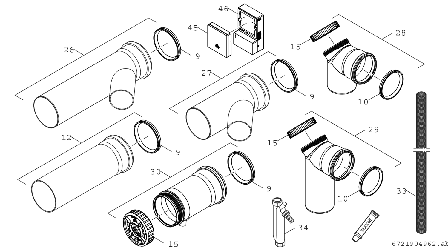 BOSCH Abgaszubehör FC-Set110-B23 Grundbausatz Kask. B23P 110mm, CO-Sensor