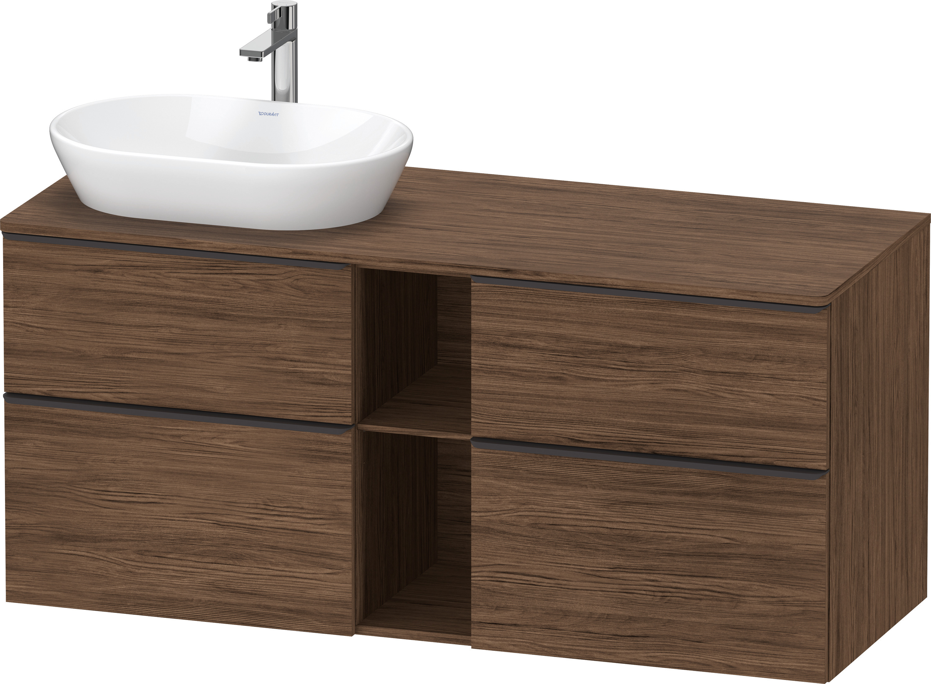 Duravit D-Neo,Kons-WTU,L,AZ:2,SBK:2,Gr:D.Schw 1400x550x644mm,Wdh,Nussb.Dunkel Matt,Dek