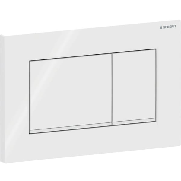 Geberit Sigma20 BetPl., eckig, 2-Mengen-Sp. weiß glänzend / weiß matt
